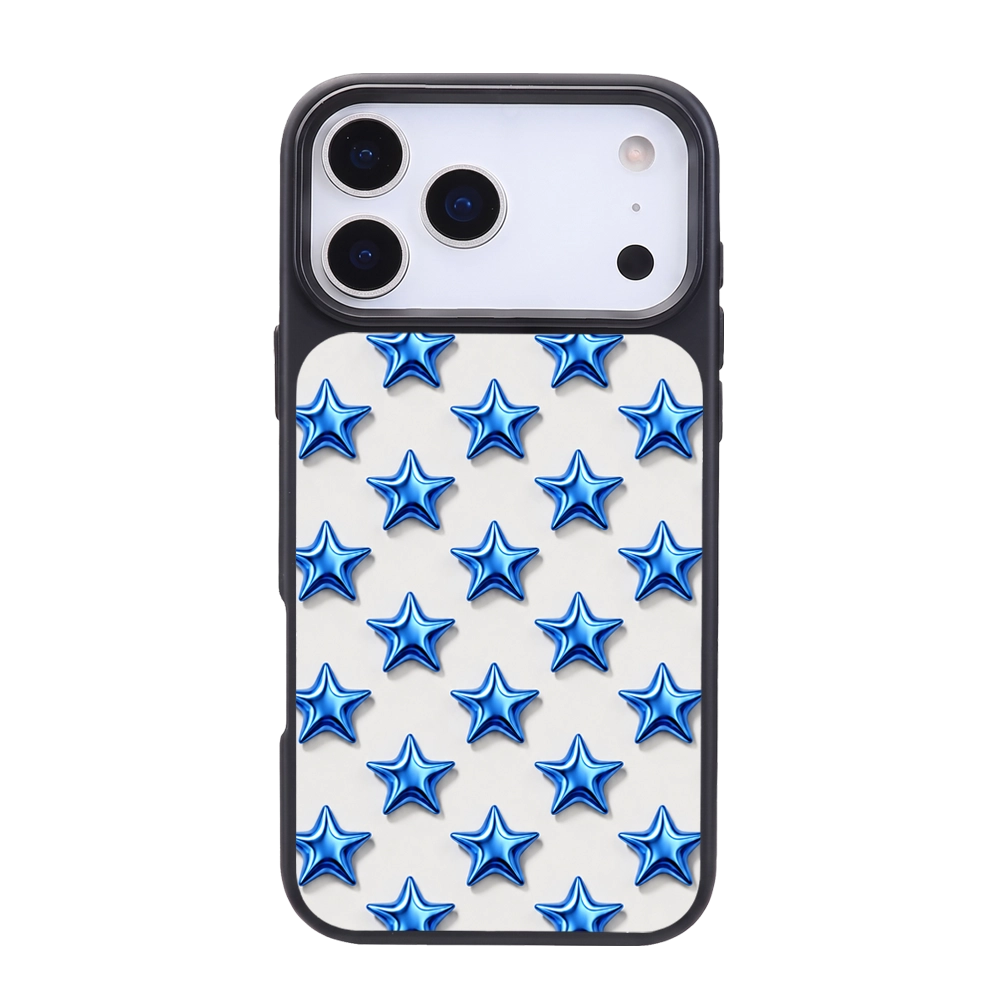 Blue Chrome Stars Pattern