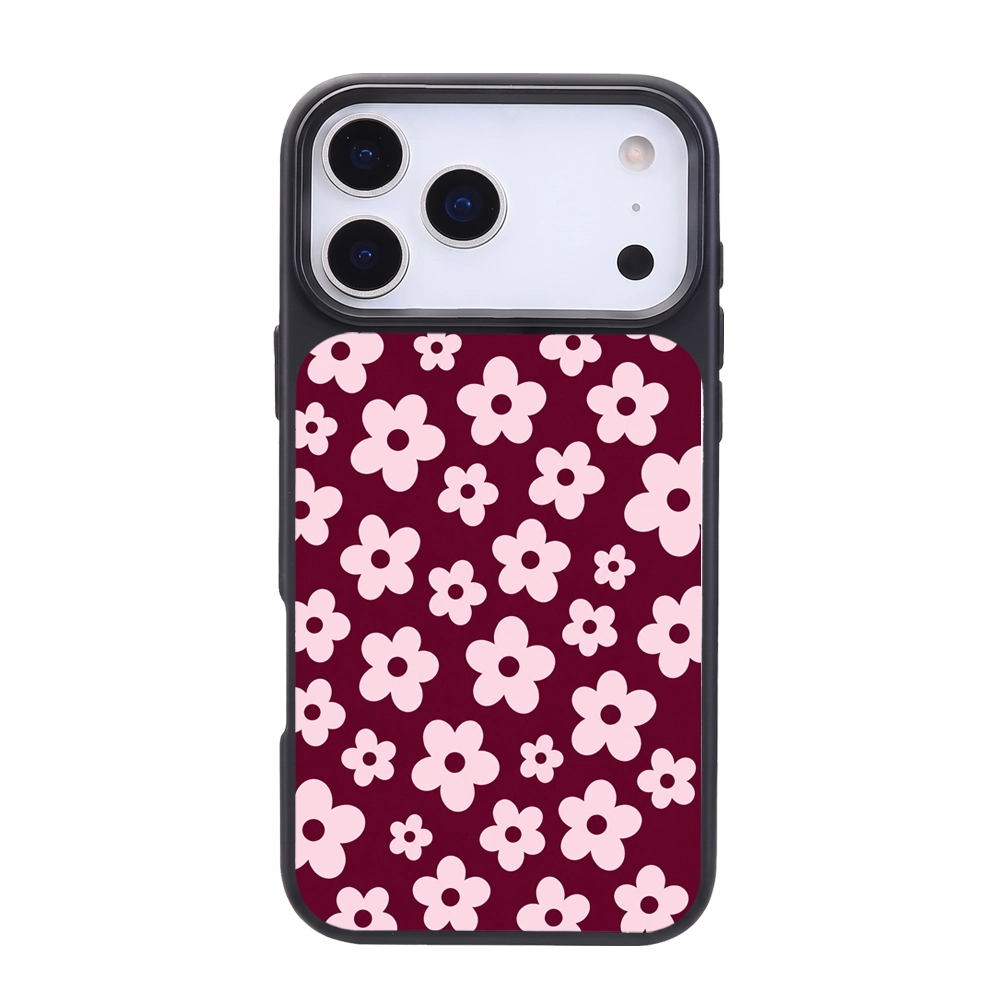 Burgundy Pink Daisy Pattern