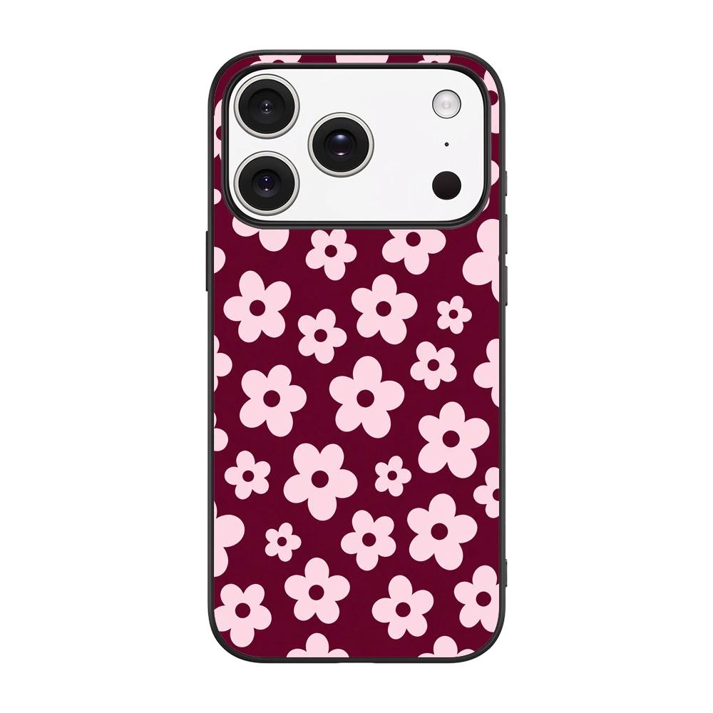 Burgundy Pink Daisy Pattern