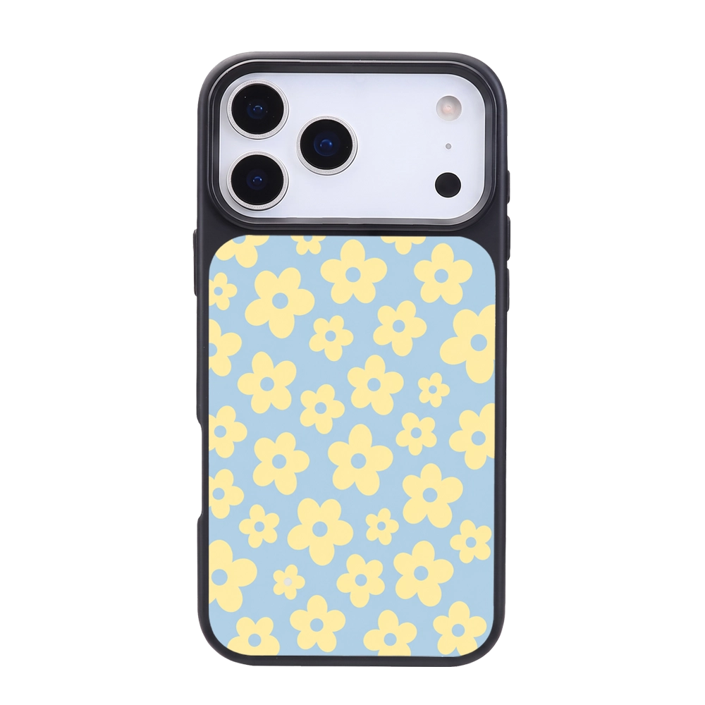 Pastel Blue Yellow Daisy Pattern