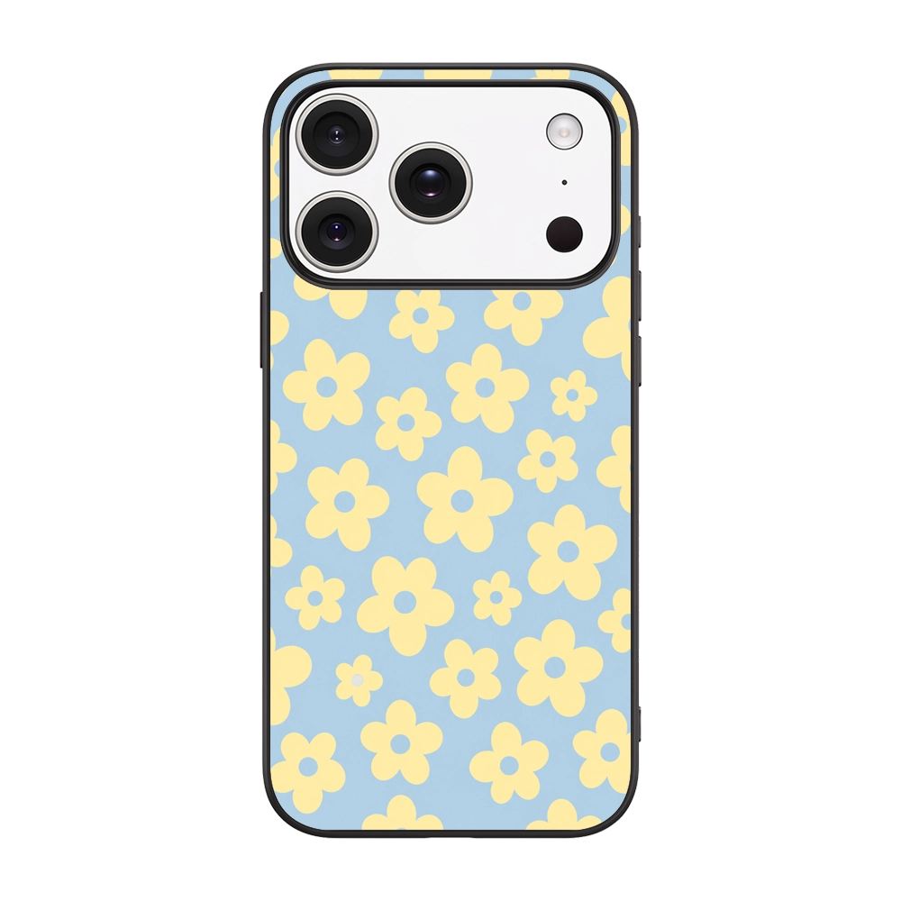 Pastel Blue Yellow Daisy Pattern